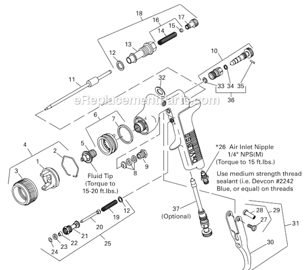 DeVilbiss GFG-670 Gravity Feed Spray Gun Page A Diagram