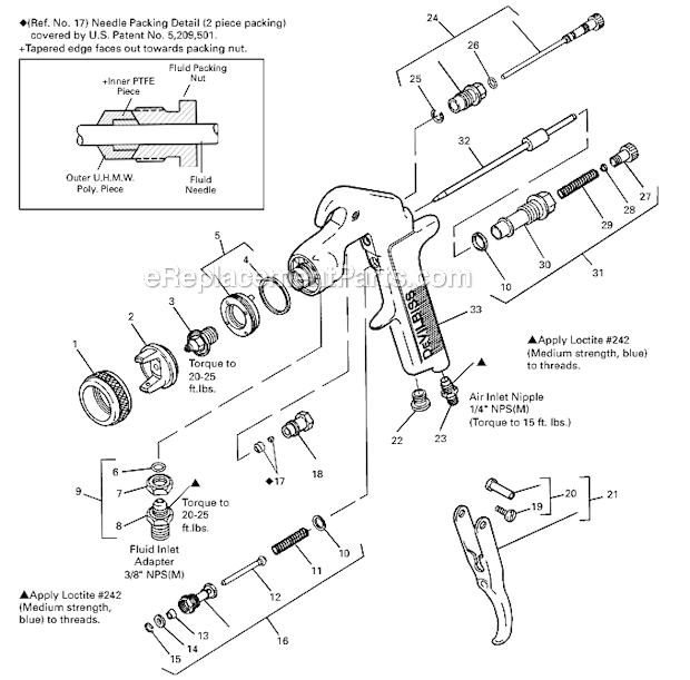 DeVilbiss JGA-510-98FX High Volume Low Pressure Spray Gun Page A Diagram