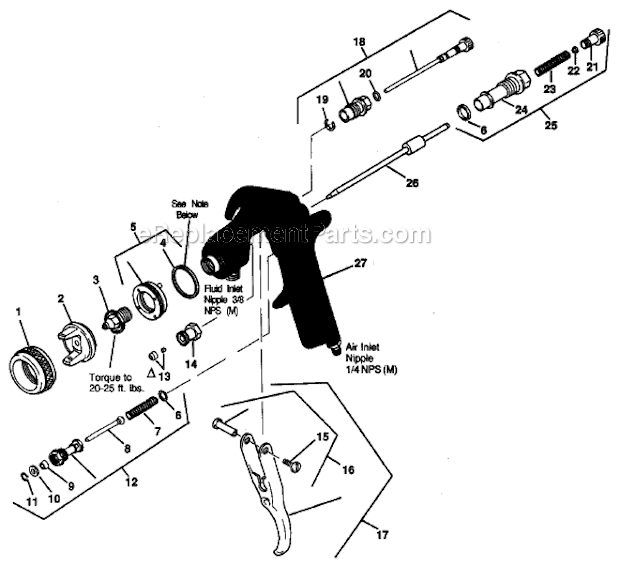 DeVilbiss JGP-503 Conventional Spray Gun Page A Diagram