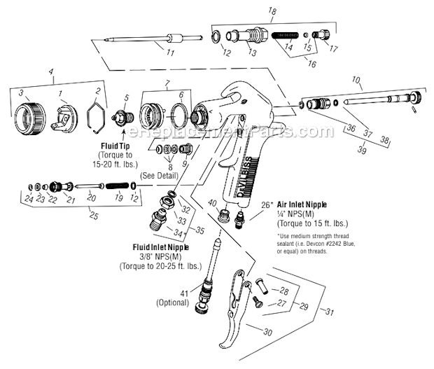 DeVilbiss PLUS-514P-12 Plus High Efficiency Pressure Feed Gun Page A Diagram