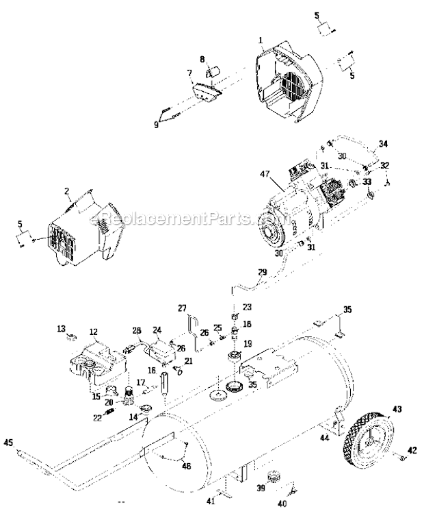 DeVilbiss RAC500TVE30 (Type 2) A 5.0Hp 30G Hp Tv 1Stg 24 Air Compressor Page A Diagram