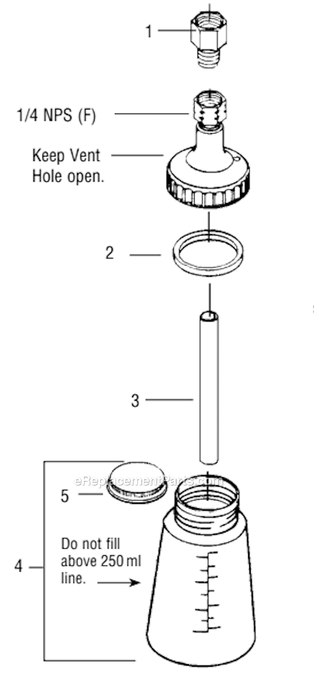 DeVilbiss TGS-503 8 Oz. Polyethylene Suction Feed Cup Page A Diagram