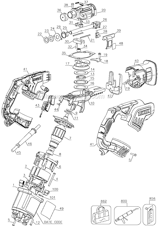 DeWALT DWE357 Type 1 Compact Reciprocating Saw Page A Diagram