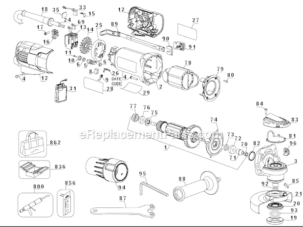 DeWALT DWE46102 Type 1 Tuckpointing & Cutting Shroud Motor Page A Diagram