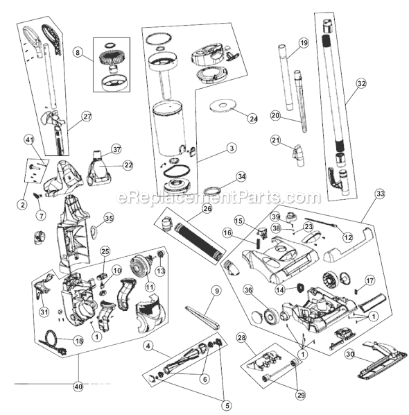 Dirt Devil UD40180 Ultra Vision Turbo Bagless Upright Vacuum Page A Diagram