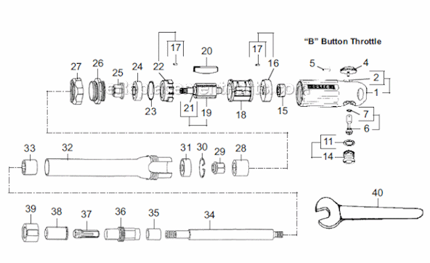 Dotco 10B1100-36 Inline Extended Grinder Page A Diagram