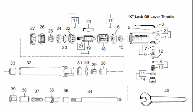 Dotco 10K1101-36 Inline Extended Grinder Page A Diagram