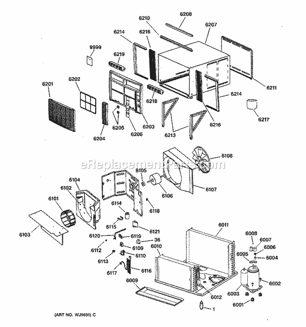 GE ABM14AAF2 Room Air Conditioner Section Diagram