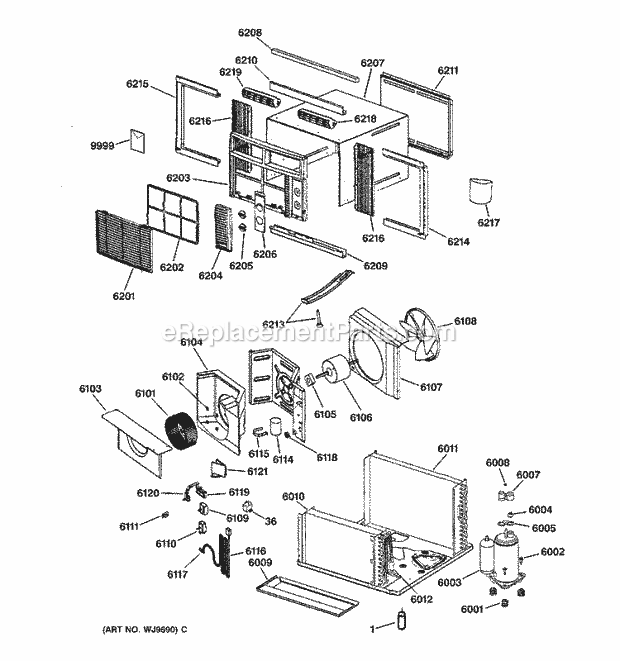 GE ABN08AAF1 Room Air Conditioner Section Diagram