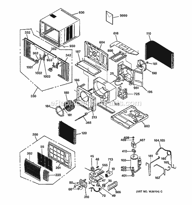 GE AGV18DBG1 Room Air Conditioner Section Diagram