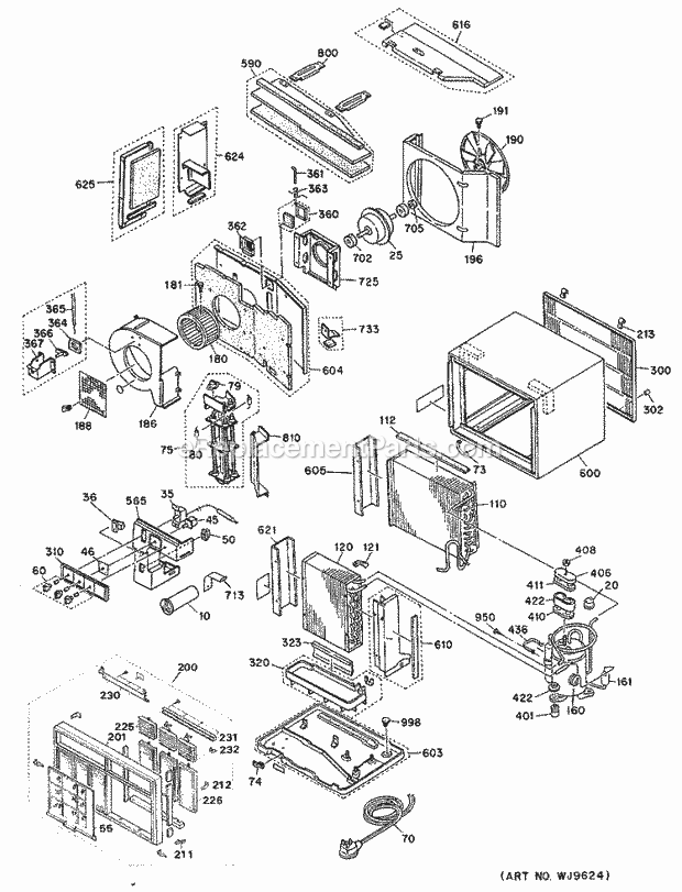 GE AJM10AAV1 Room Air Conditioner Section Diagram