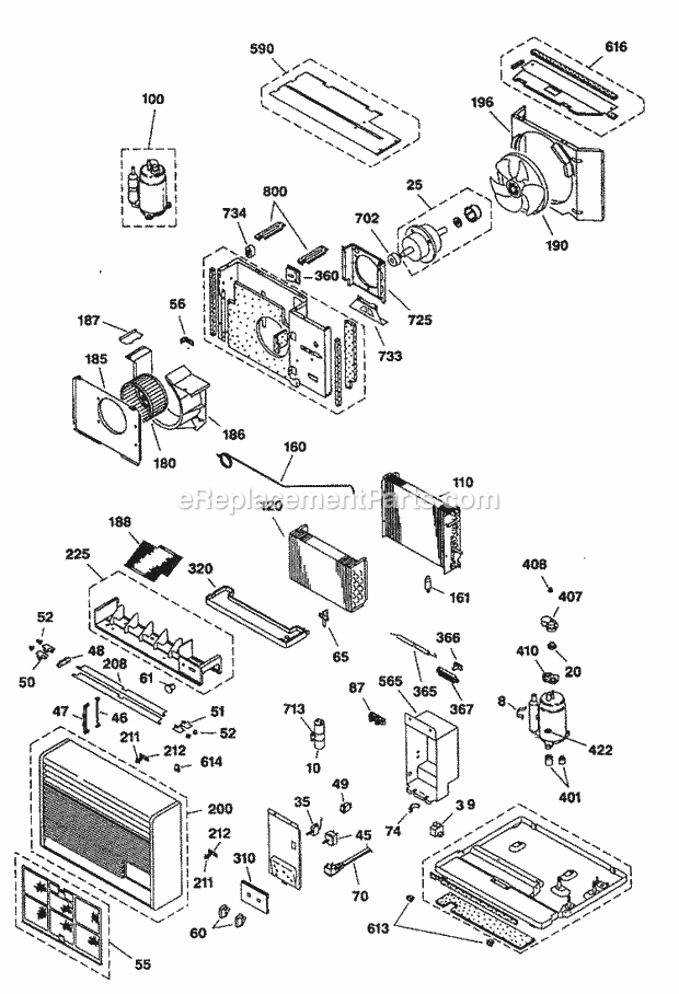GE AJMH10AFV1 Room Air Conditioner Section Diagram