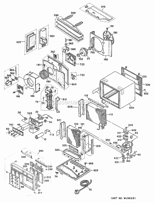 GE AJX08AAV1 Room Air Conditioner Section Diagram