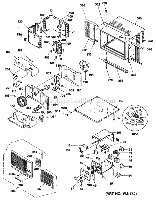 GE AMD10ABM1 Room Air Conditioner Section Diagram