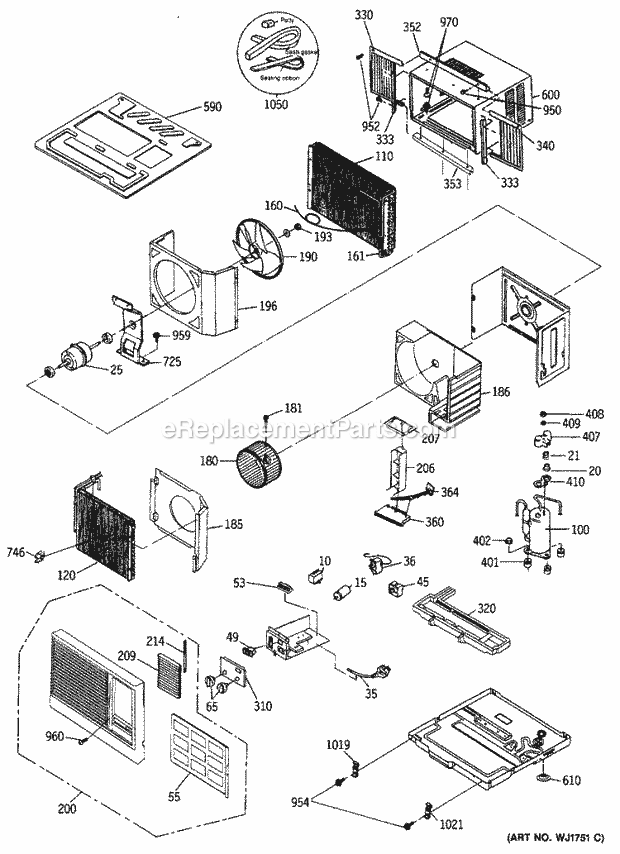 GE AMH08FAM1 Room Air Conditioner Section Diagram