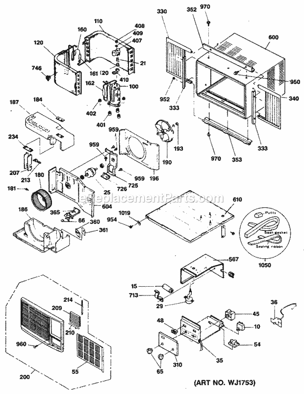 GE AMV12ABM1 Room Air Conditioner Section Diagram