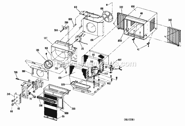 GE ASV10AAM1 Room Air Conditioner Section Diagram
