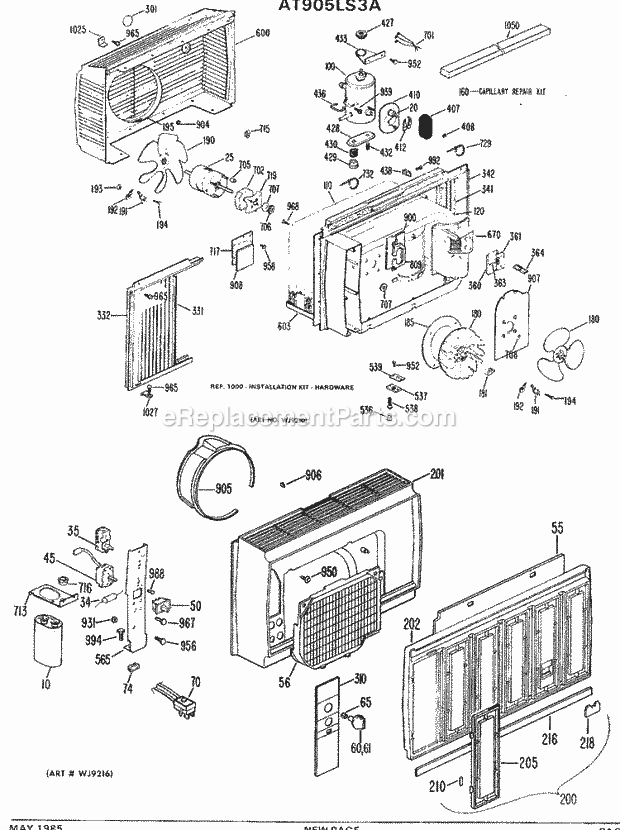GE AT505FS4A Room Air Conditioner Section Diagram