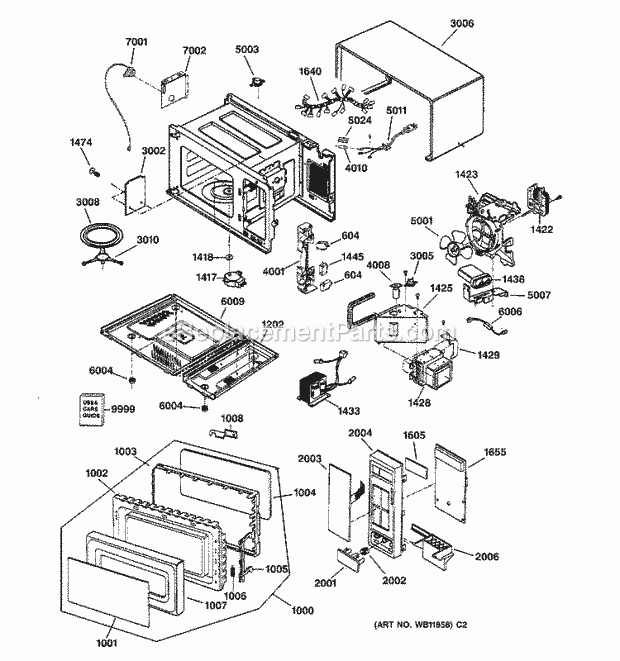 GE JE1360GB01 Counter Top Microwave Section Diagram