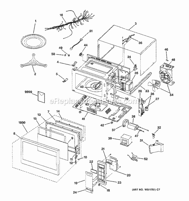 GE JE1650GA02 Counter Top Microwave Section Diagram