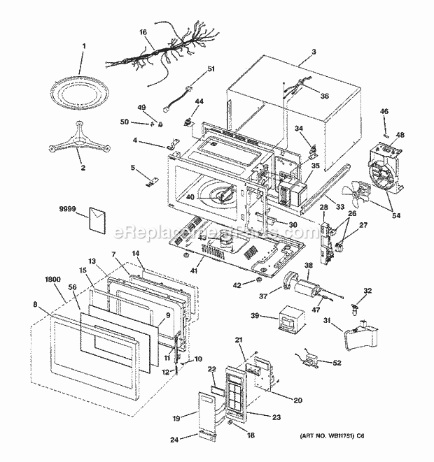 GE JE1660GA02 Counter Top Microwave Section Diagram