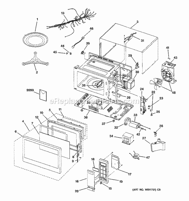 GE JE1660GB01 Counter Top Microwave Section Diagram