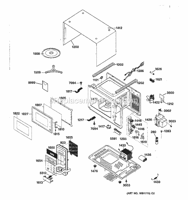 GE JE520BW03 Counter Top Microwave Section Diagram