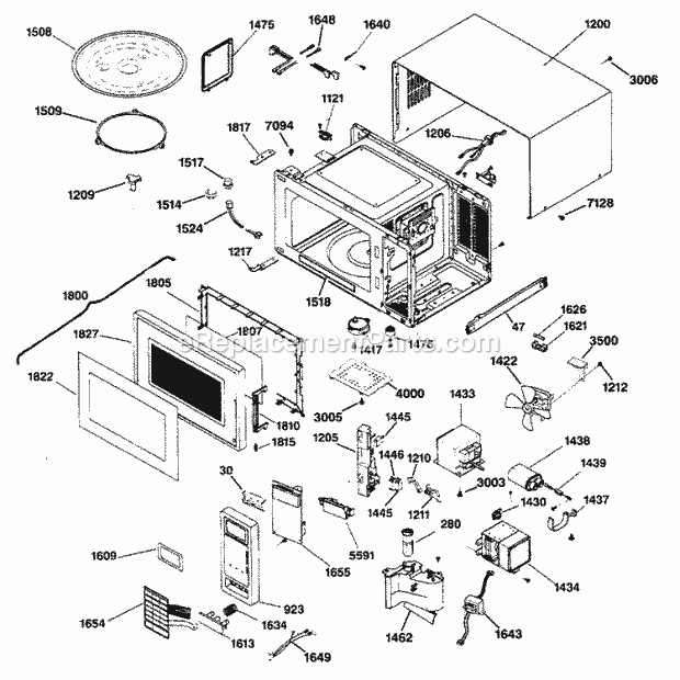 GE JE940WN01 Counter Top Microwave Section Diagram