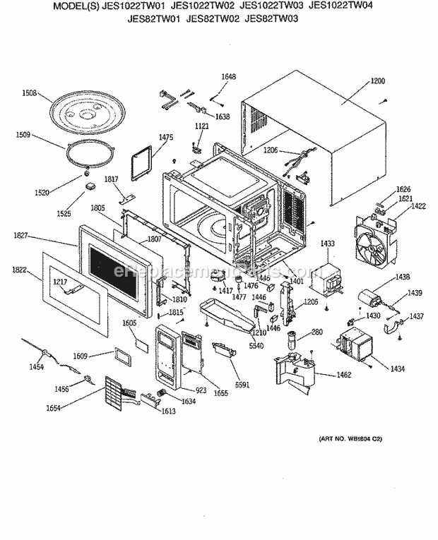 GE JES1022TW03 Counter Top Microwave Section Diagram