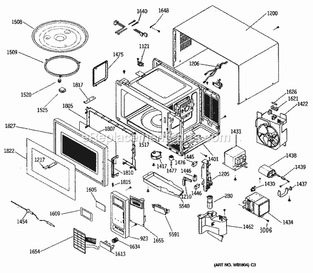 GE JES1030TW02 Counter Top Microwave Section Diagram