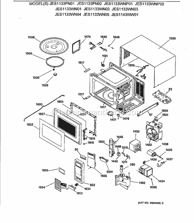 GE JES1133WN04 Counter Top Microwave Section Diagram