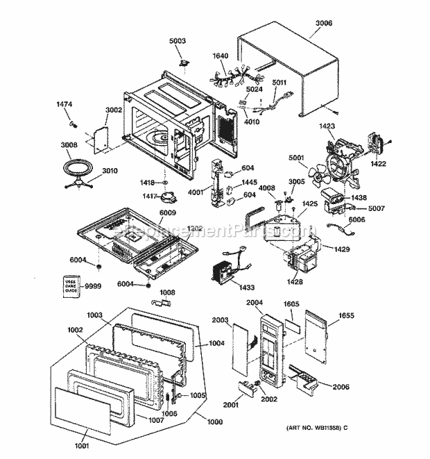 GE JES1339WC01 Counter Top Microwave Microwave Parts Diagram
