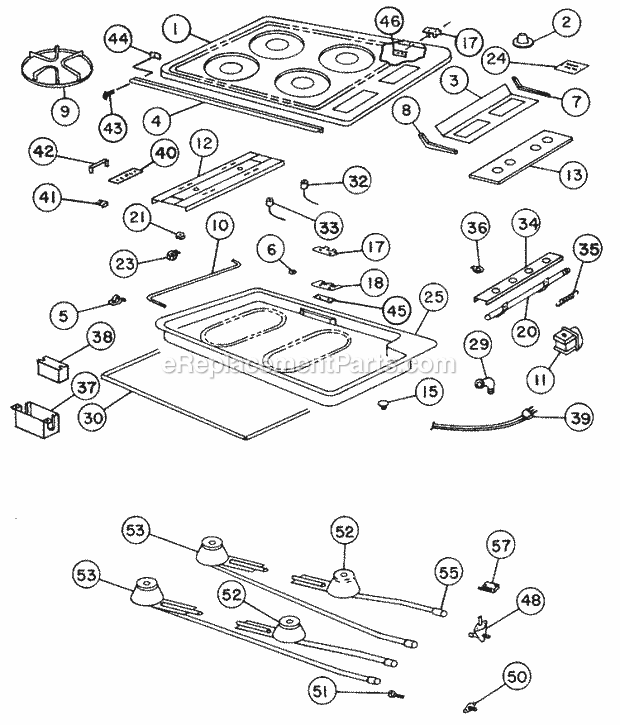 GE JGP300EH1 Electric Range Cooktop Parts Diagram