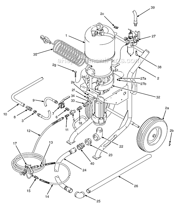 Graco 231131 (Series C) Cart Mounted Zinc Sprayer Page A Diagram