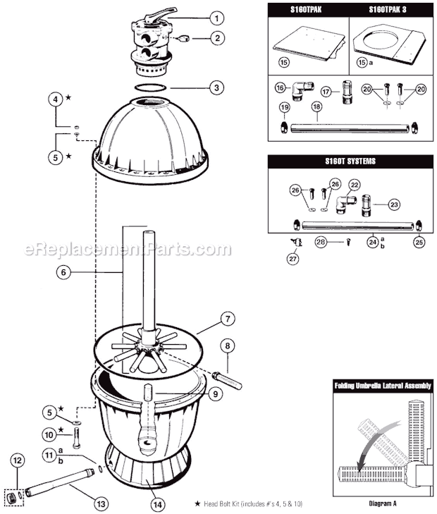 Hayward S160T Sand Filter Page A Diagram
