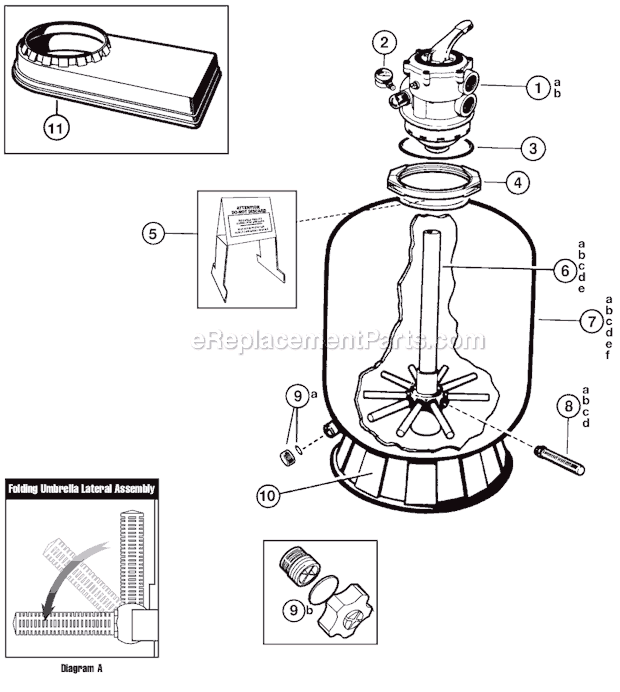 Hayward S220T2 (Pro Series) Sand Filter Page A Diagram