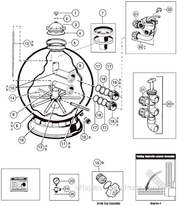 Hayward Pro Series Plus PROSERIESP (S360SX) Sand Filter Page A Diagram