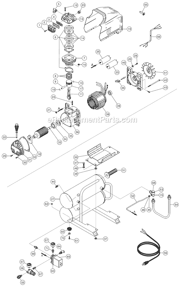 Metabo HPT (Hitachi) EC12 Portable Electric 2HP Oil Lubricated Air Compressor Page A Diagram