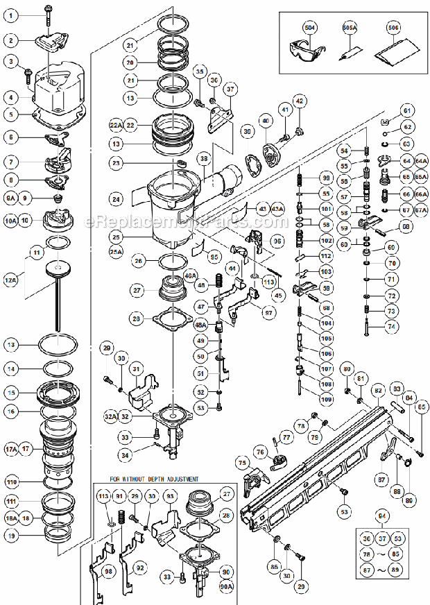 Metabo HPT (Hitachi) NR83A2 Strip Nailer Page A Diagram