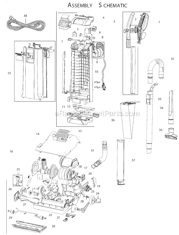 Hoover CH50100 Bagged Upright Page A Diagram