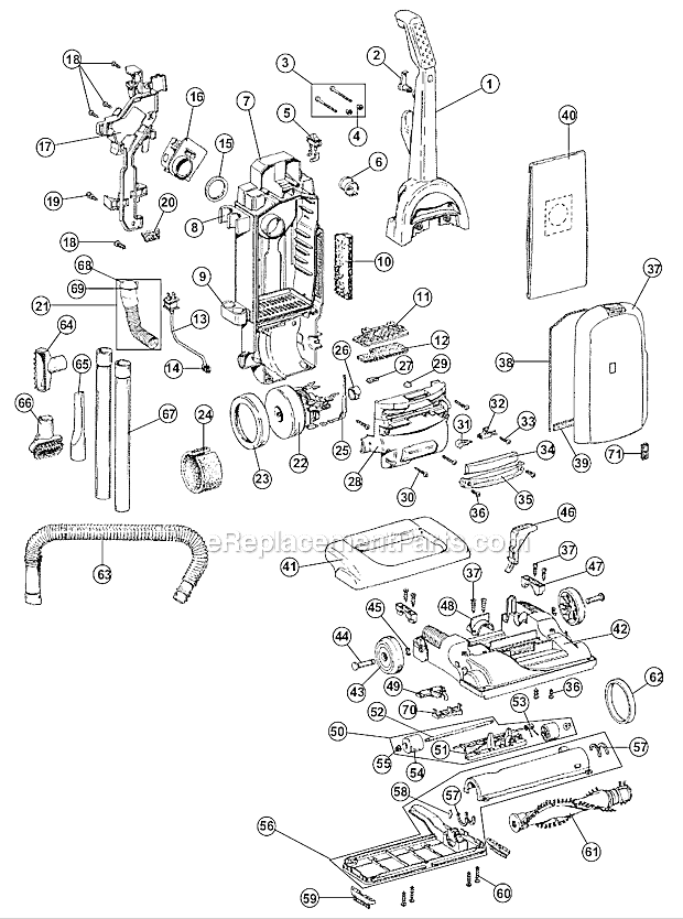Hoover EH51000 Wind Tunnel Bagged Upright Vacuum Page A Diagram