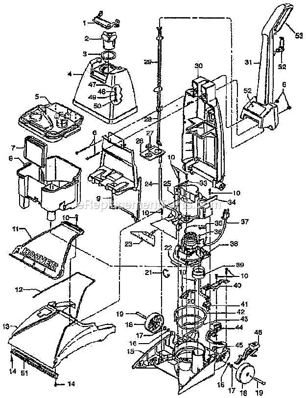 Hoover F5806 Upright Extractor Page A Diagram