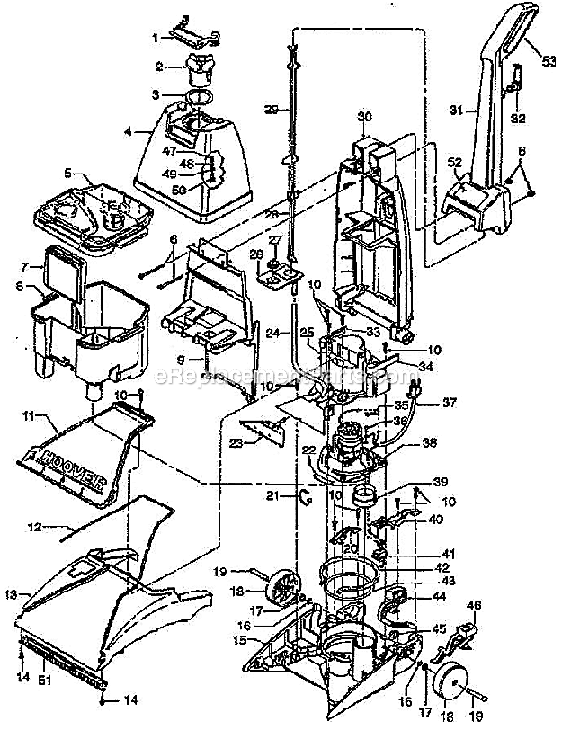 Hoover F5807 Upright Extractor Page A Diagram