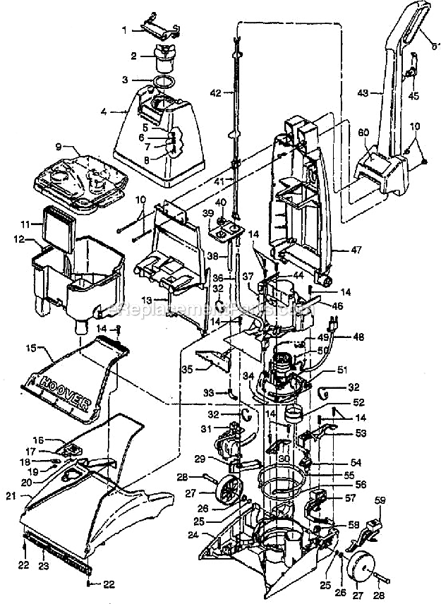 Hoover F5826-900 Upright Extractor Page A Diagram