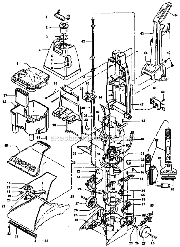 Hoover F5833-900 Upright Extractor Page A Diagram