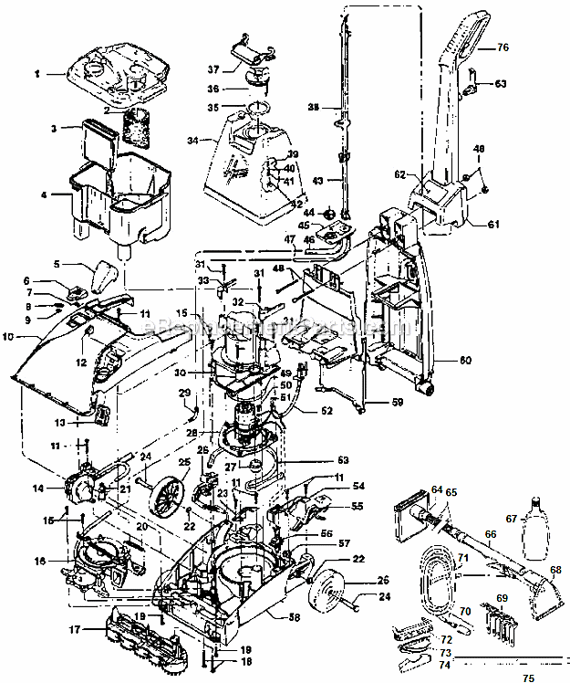 Hoover F5855 Upright Extractor Page A Diagram