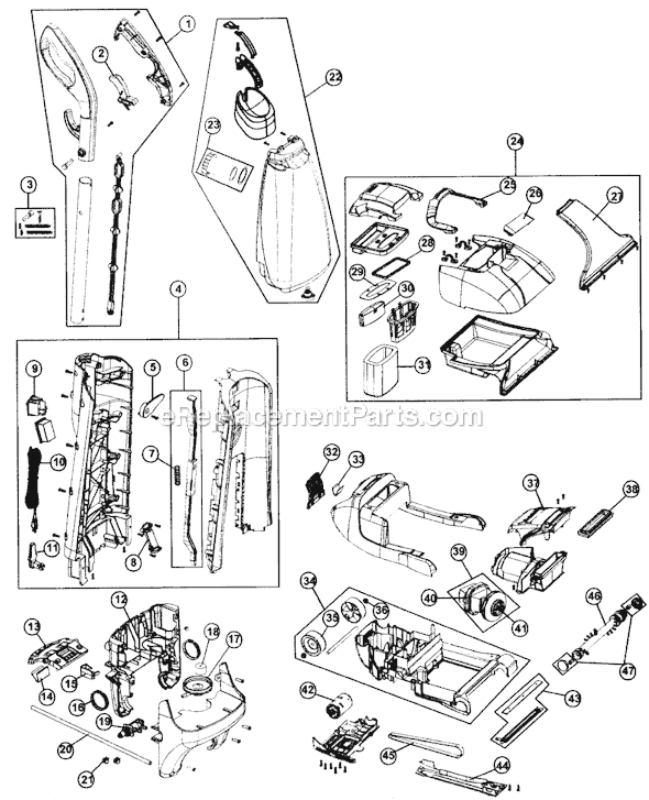 Hoover FH50030 SteamVac Carpet Cleaner Page A Diagram