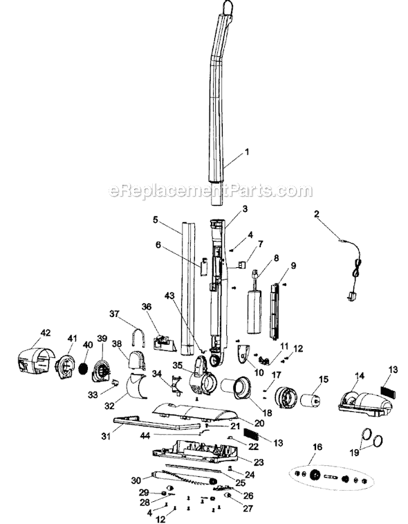 Hoover S2105 Slider Vacuum Page A Diagram