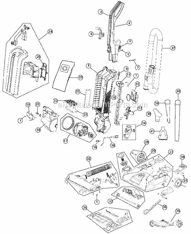 Hoover UH30300 WindTunnel Bagged Upright Page A Diagram