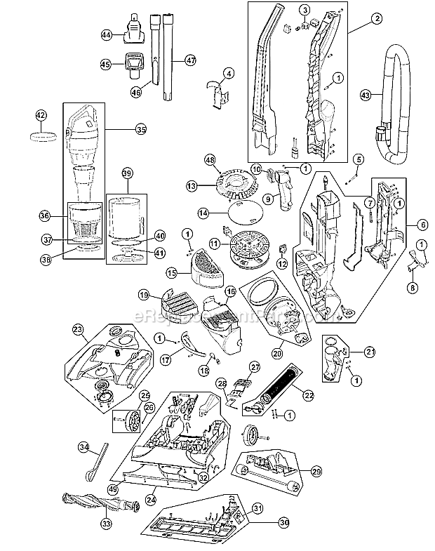 Hoover UH70600 Windtunnel Max Multi-Cyclonic Bagless Upright Vacuum Page A Diagram